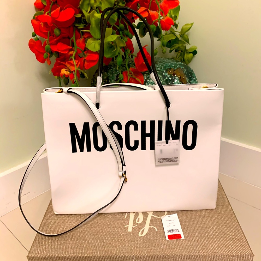 New Moschino bag white and black, large